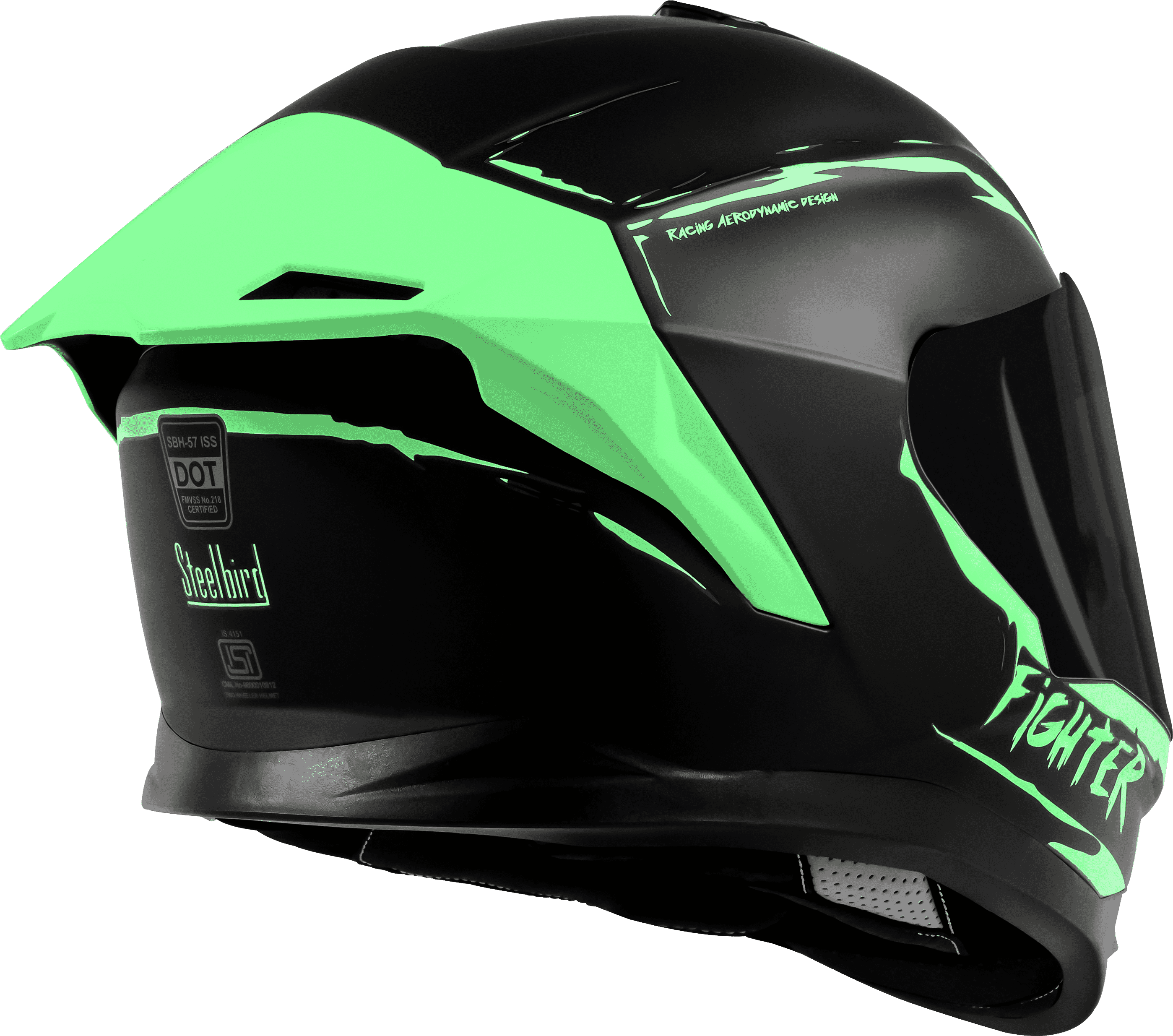 SBH-57 ISS SILVER FIGHTER F2 GLOSSY BLACK WITH GREEN